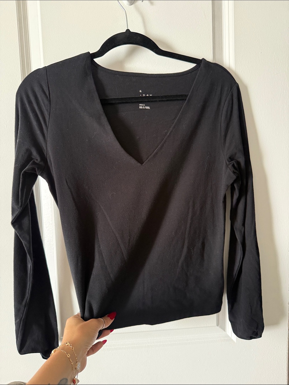 a new day Black V-Neck Long Sleeve Tee